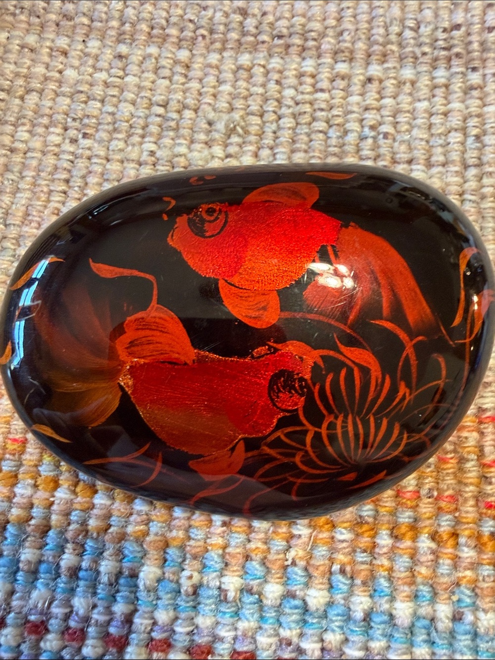 🖤Japanese Yukio-e Inspired Koi Pond Stone Paperweight🖤